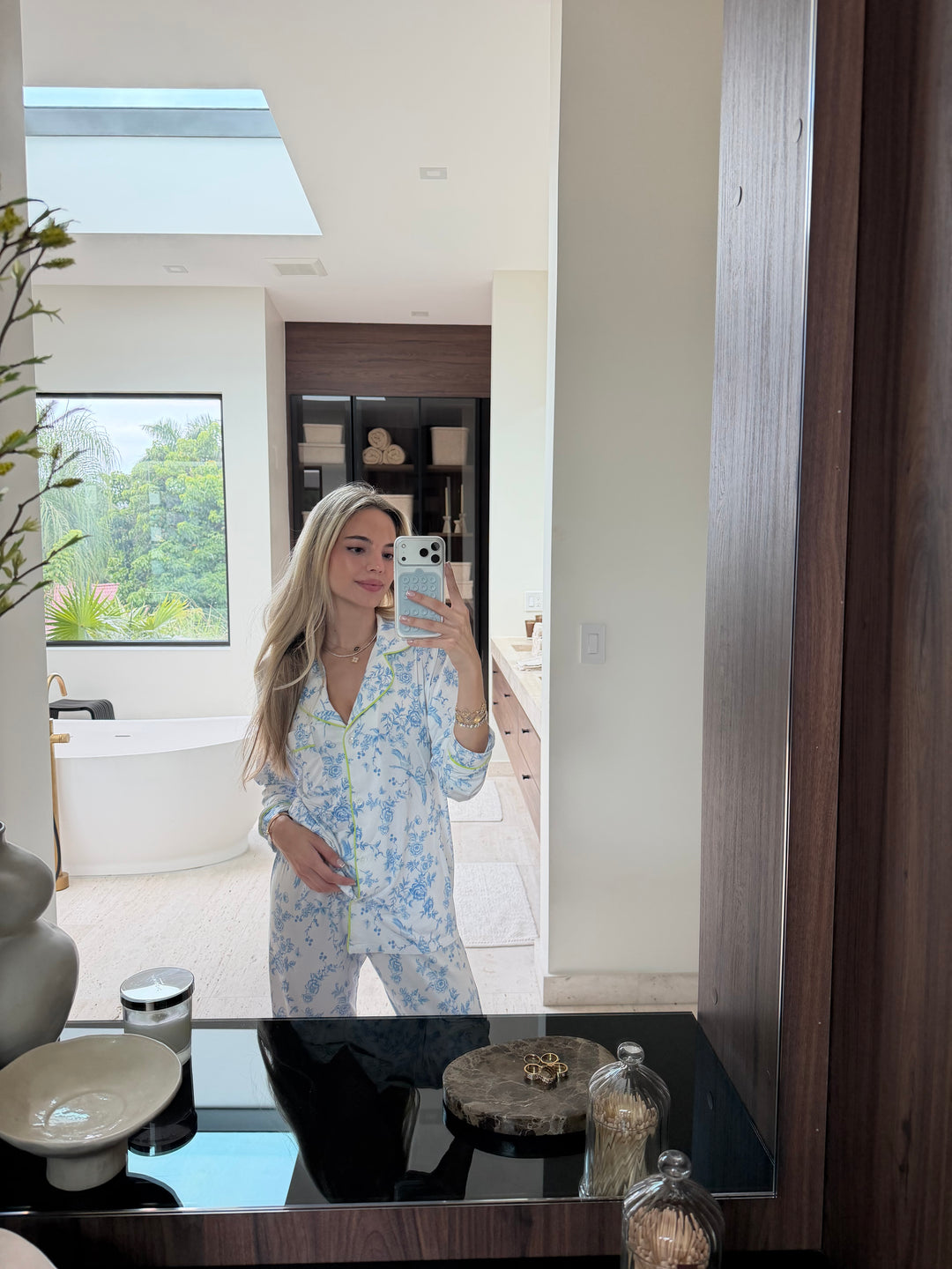 Toile Blue Long Pajama Set