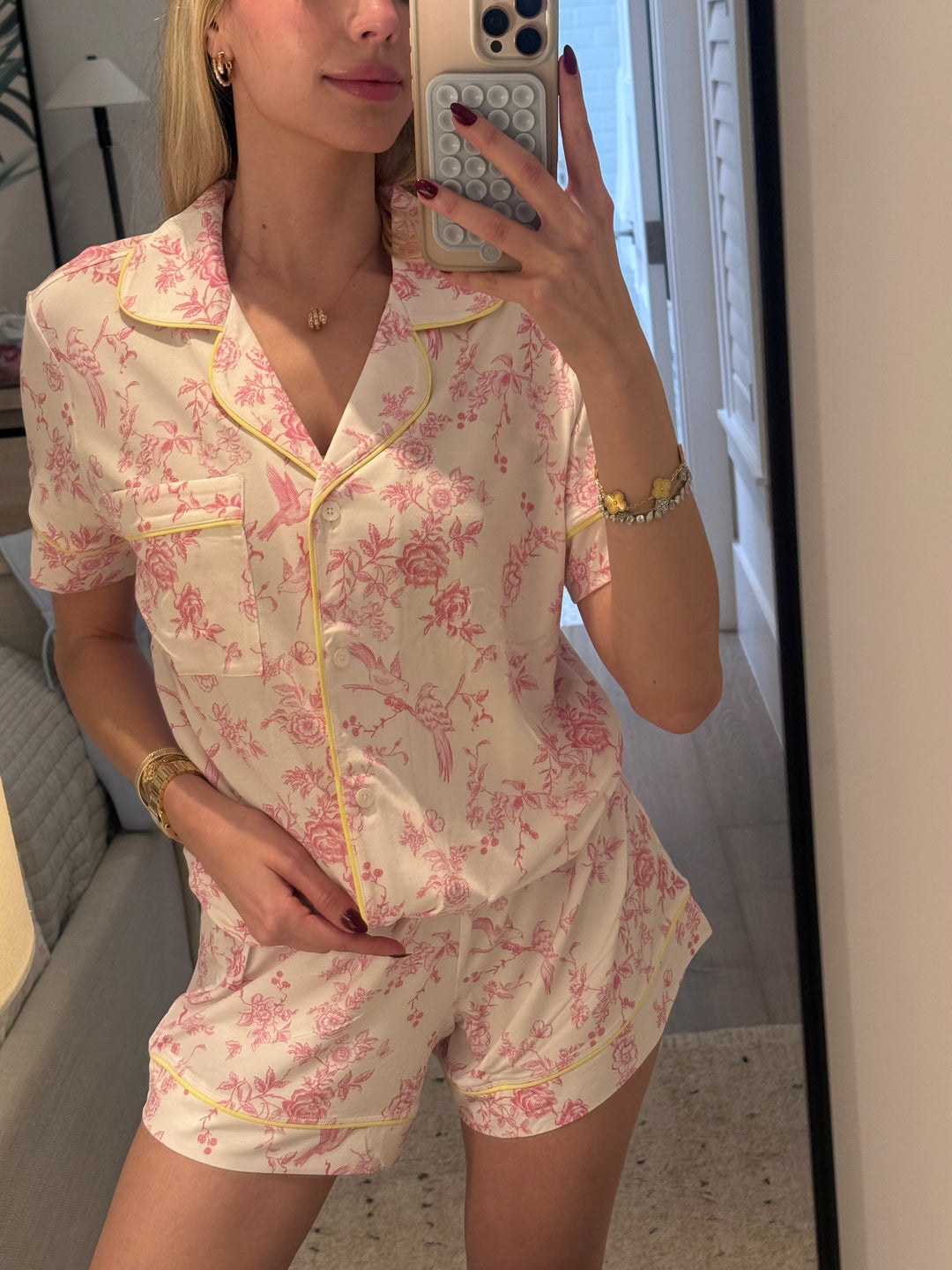 Toile Pink Short Pajama Set